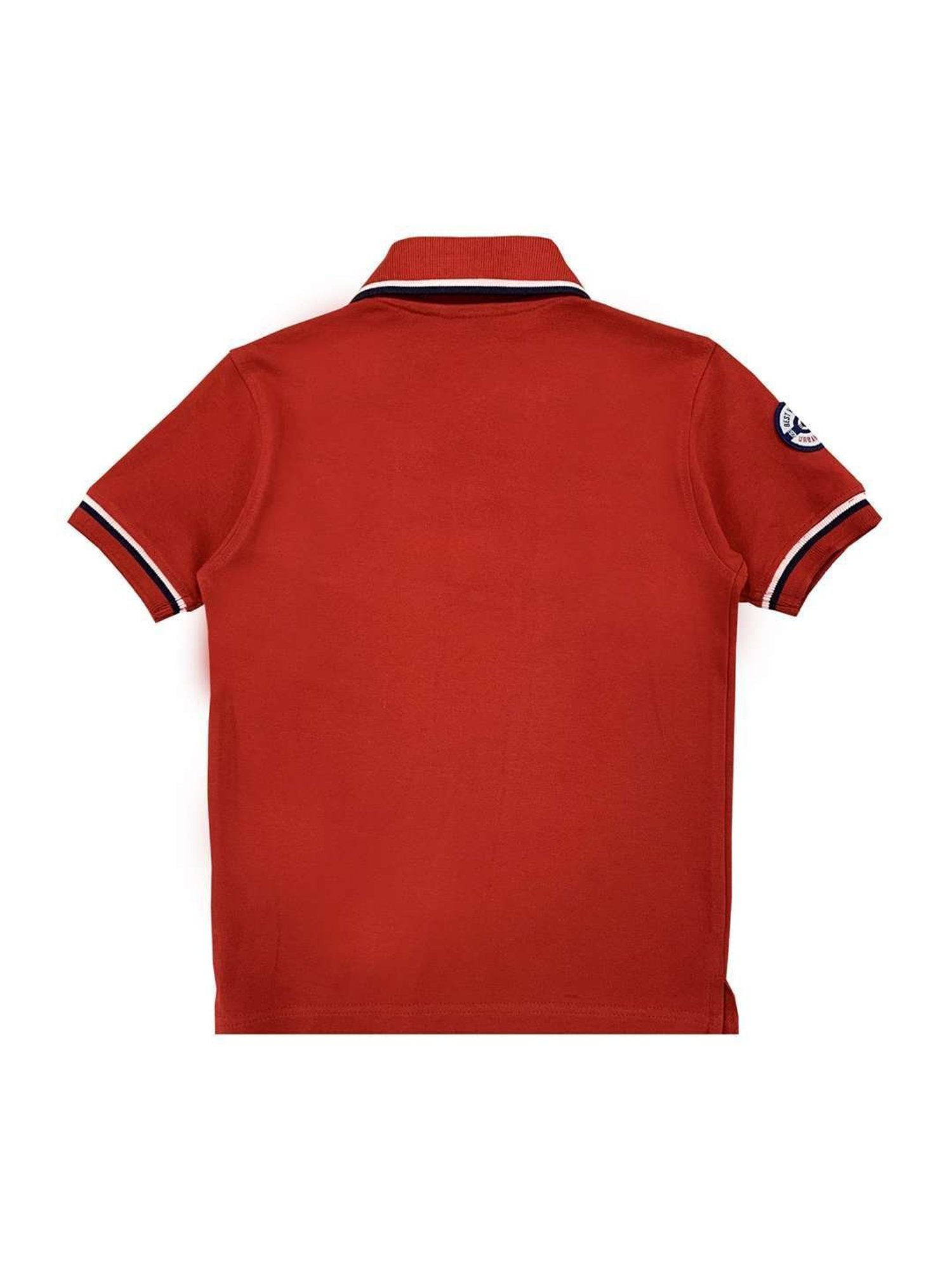 Cavio Kids Maroon Cotton Printed Polo T-Shirt