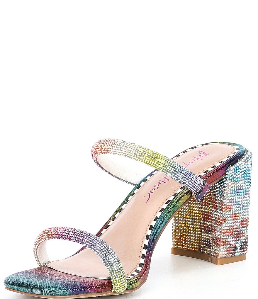 Betsey Johnson Lanee Rainbow Rhinestone Banded Sandals