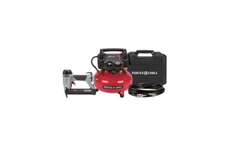 Porter-Cable CF6111-PR 18-Gauge Brad Nailer and 6 Gallon Oil-Free Pancake Air Compressor Combo Kit