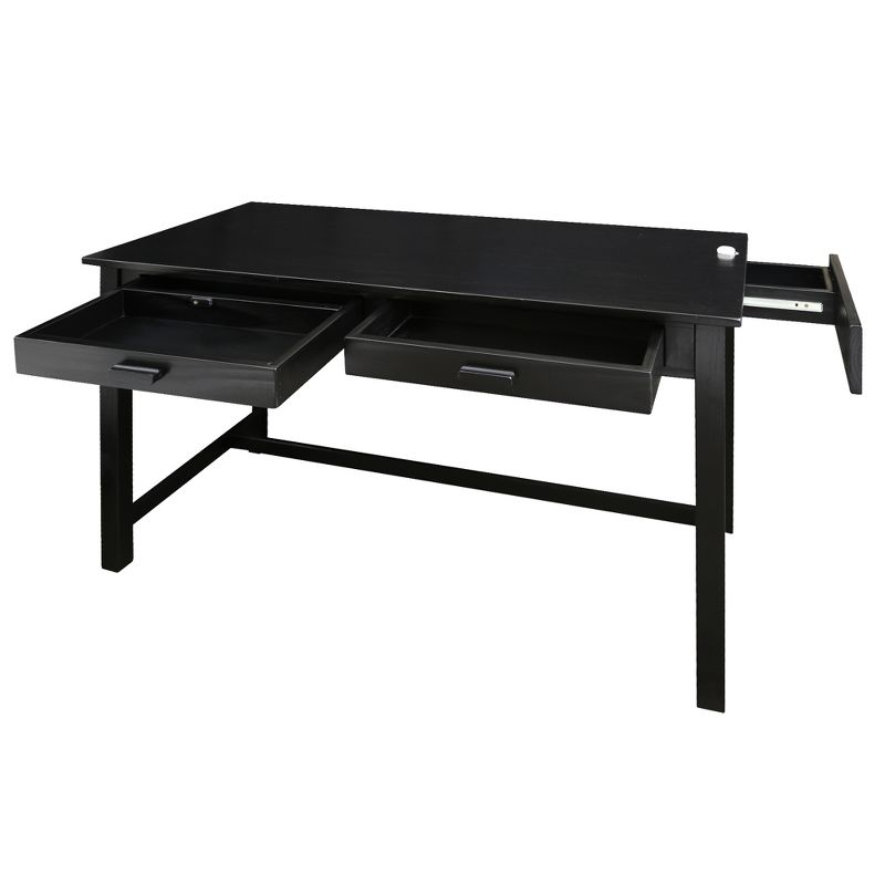 Jefferson Work Desk with Concealed Side Drawer Black - Flora Home