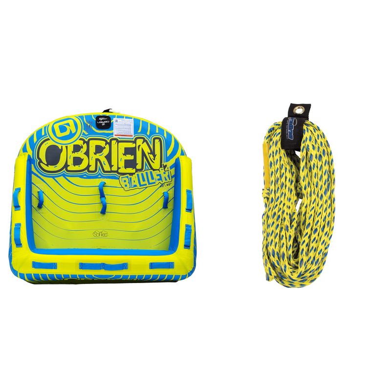 O'Brien Baller 2 Person Inflatable Towable Tube | Braided Floating Tube Rope
