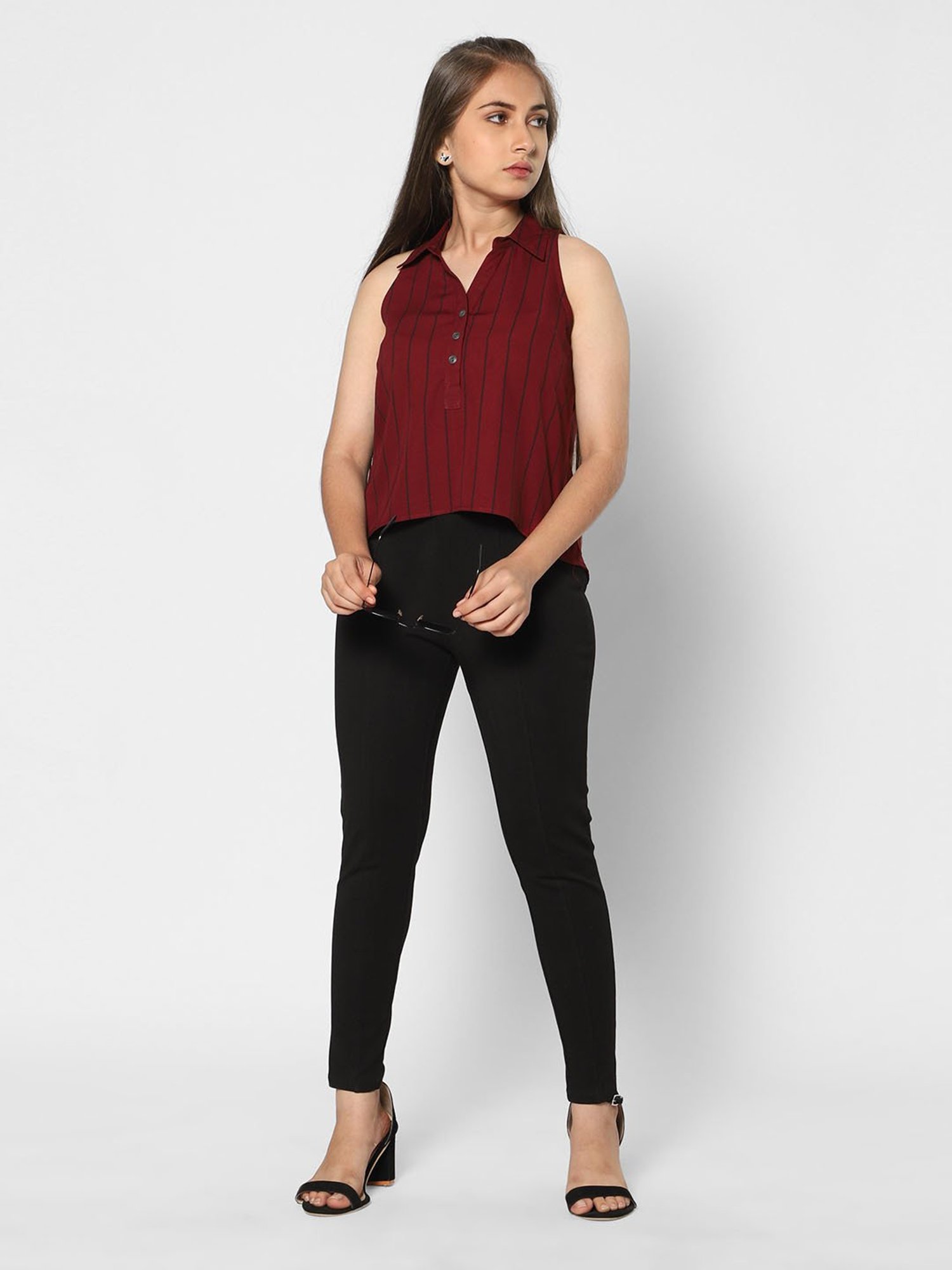 TeenTrums Girls Maroon Striped Top