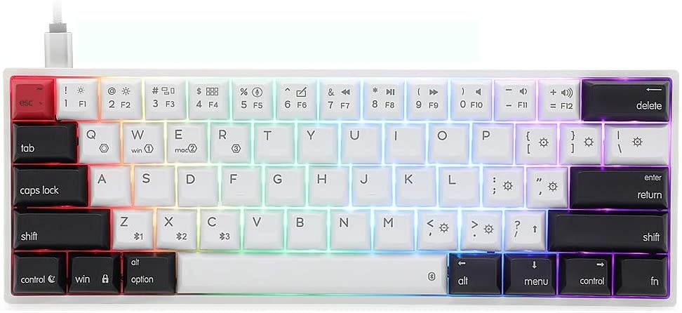 EPOMAKER SKYLOONG AK61 61 Keys Hot Swappable Programmable Mechanical Keyboard with RGB Backlit, PBT Keycaps, NKRO, IP6X Waterproof, Custom Layout for Mac/Win (Gateron Optical Black, PBT Black White)