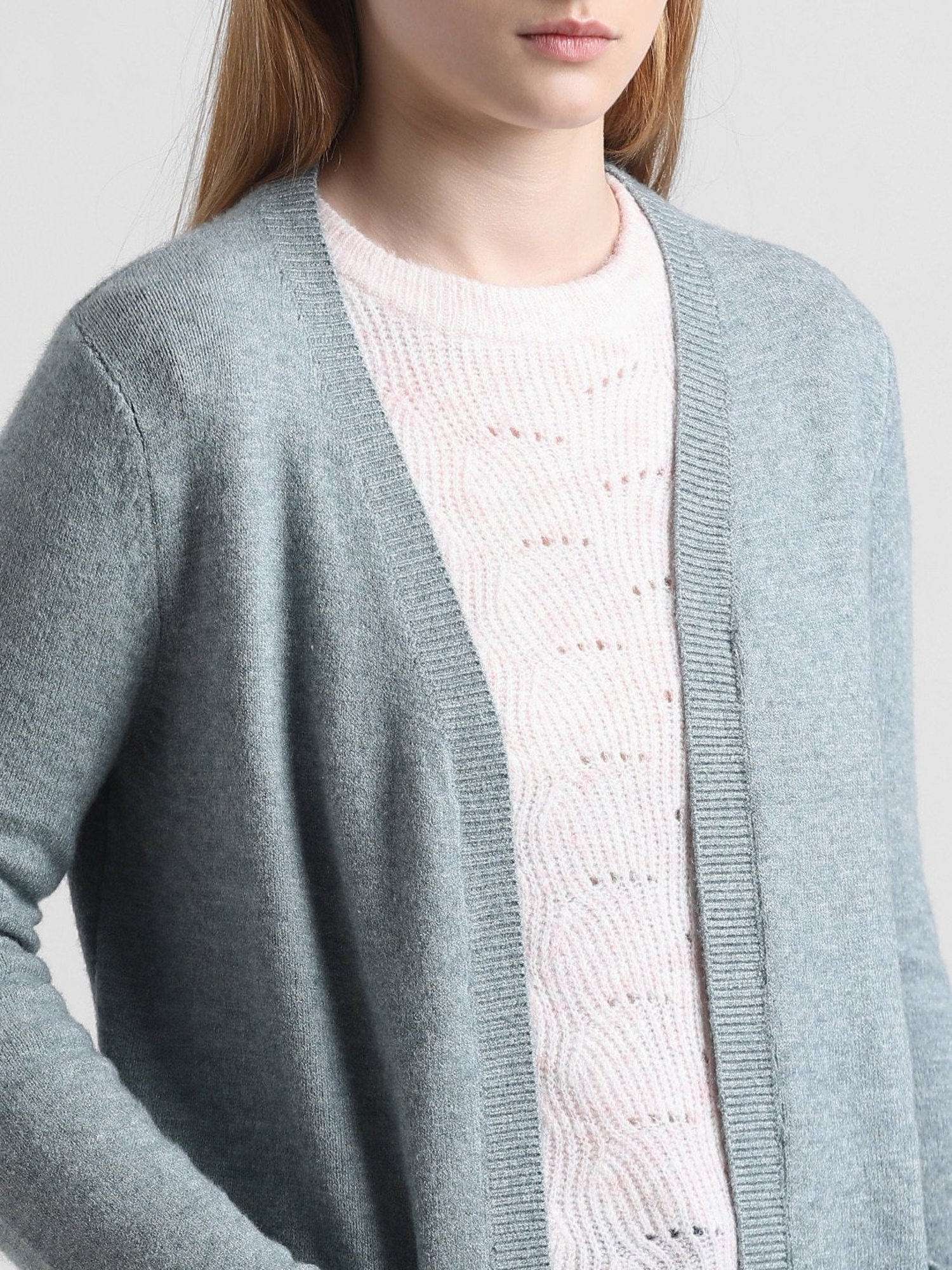 Only Grey Textured Cardigan