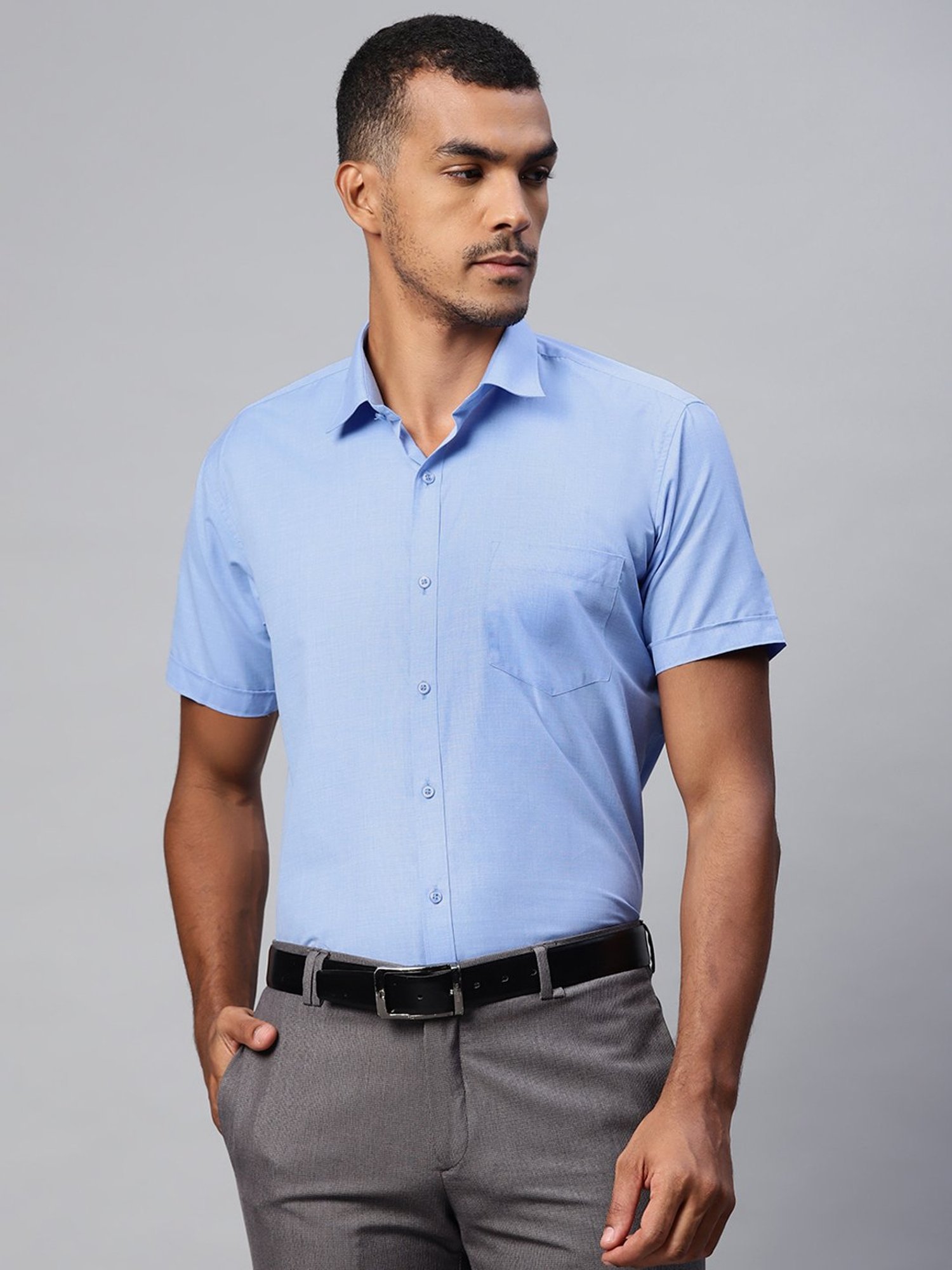 ManQ Sky Blue Regular Fit Shirt