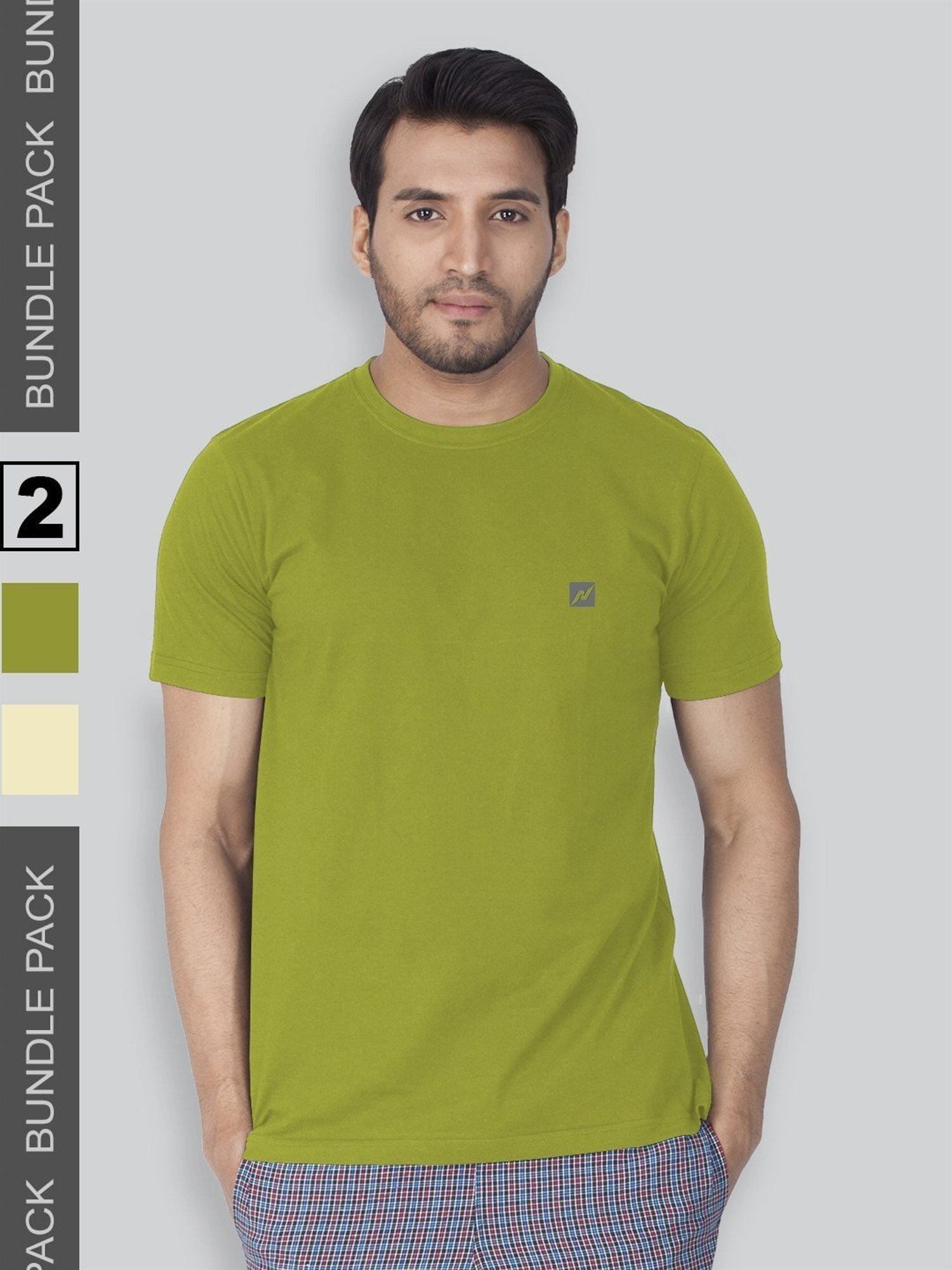 Lux Nitro Green & Yellow Regular Fit T-Shirt Pack of - 2
