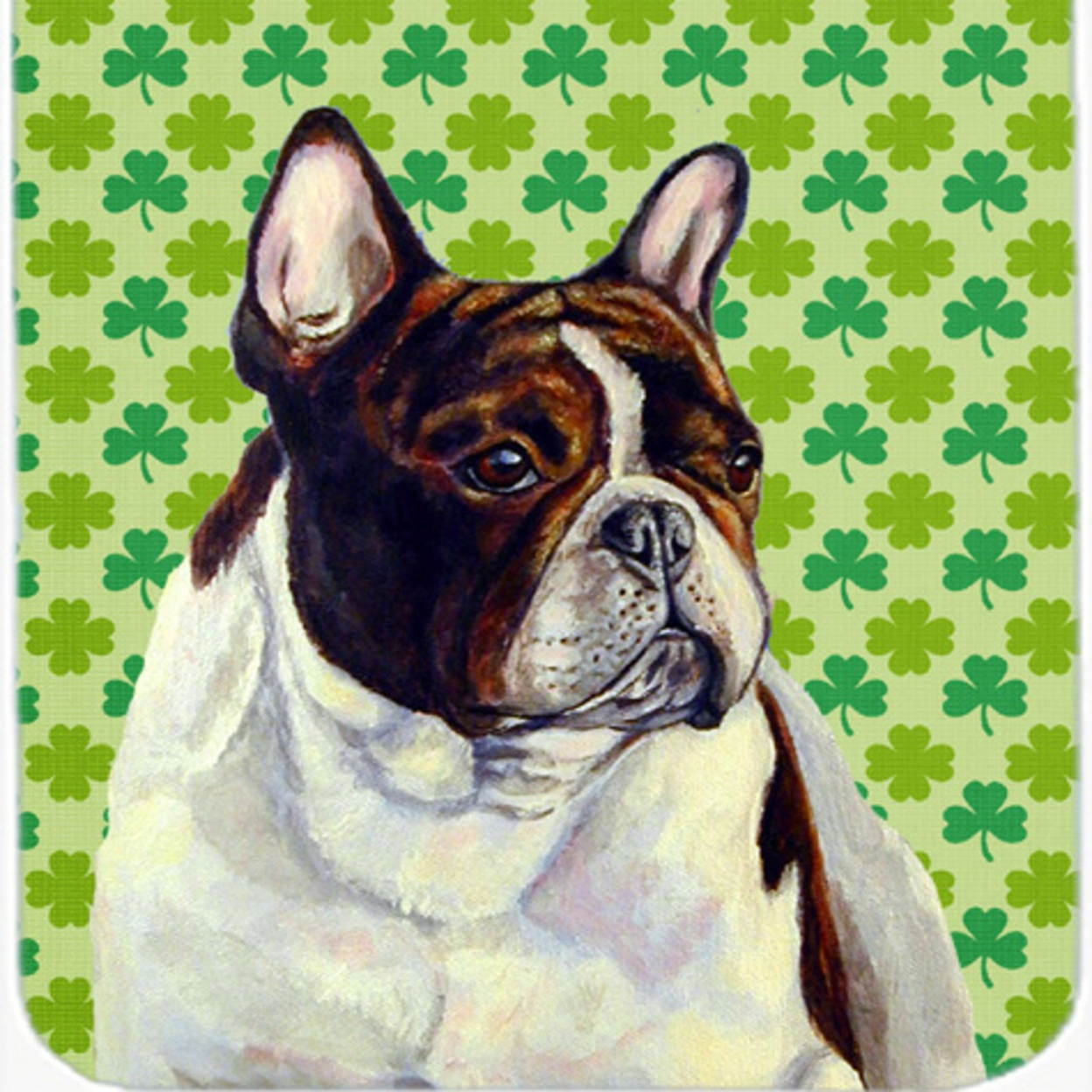 French Bulldog St. Patrick's Day Shamrock Portrait Mouse Pad, Hot Pad or Trivet