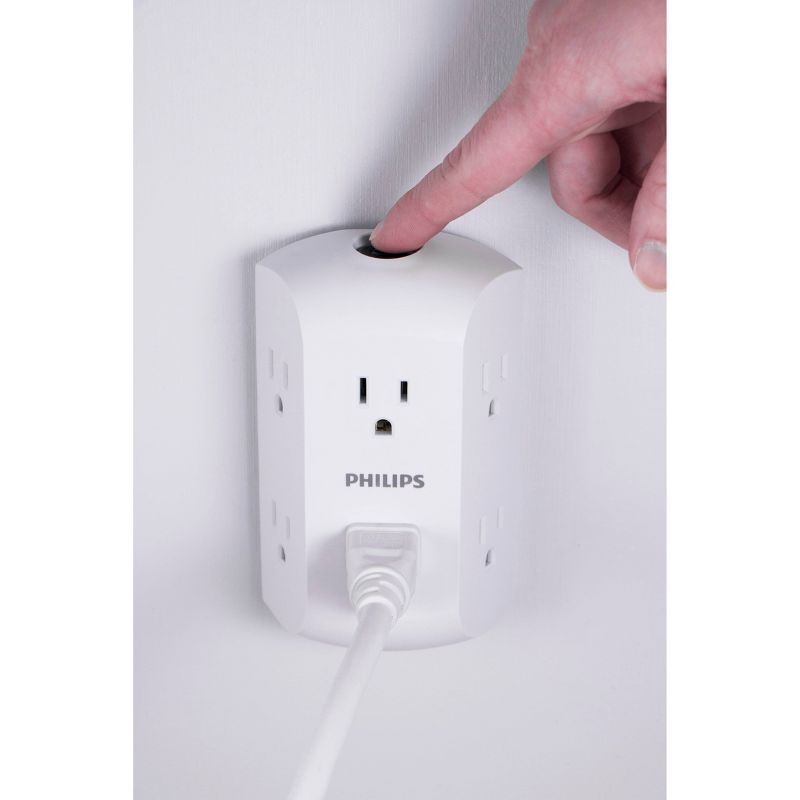 Philips 6-Outlet Grounded Tap White With Resettable Circuit Breaker