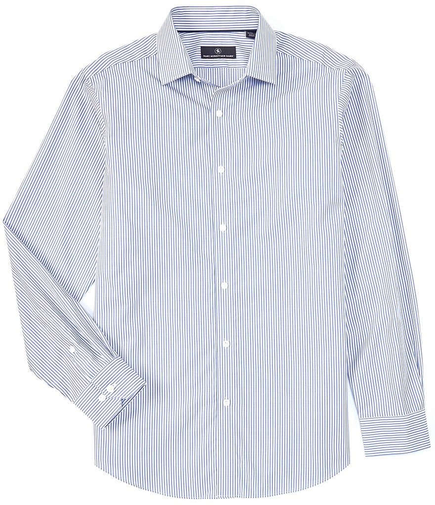 Hart Schaffner Marx Long Sleeve Spread Collar Stripe Sportshirt