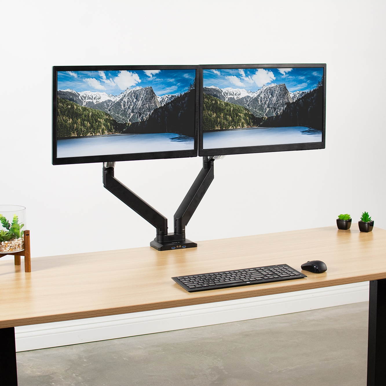VIVO Dual Monitor Counterbalance Desk Mount Stand w/ USB & Multi Media Ports | Fits Screens up to 32" (STAND-V102G2U)