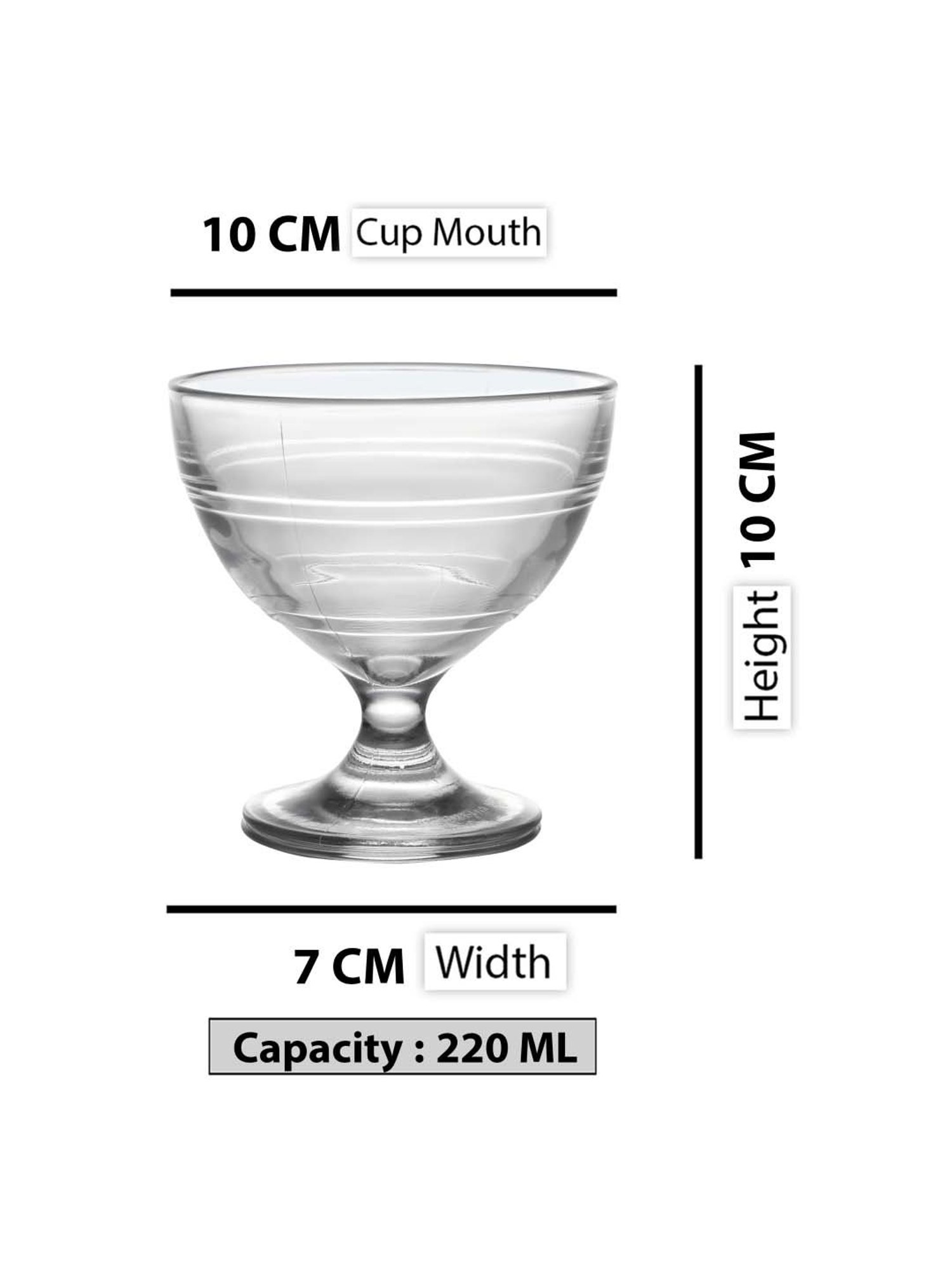 Duralex 'Gigogne' Transparent Glass 7 cm Ice-Cream Cup (0.25 L) - Set of 6