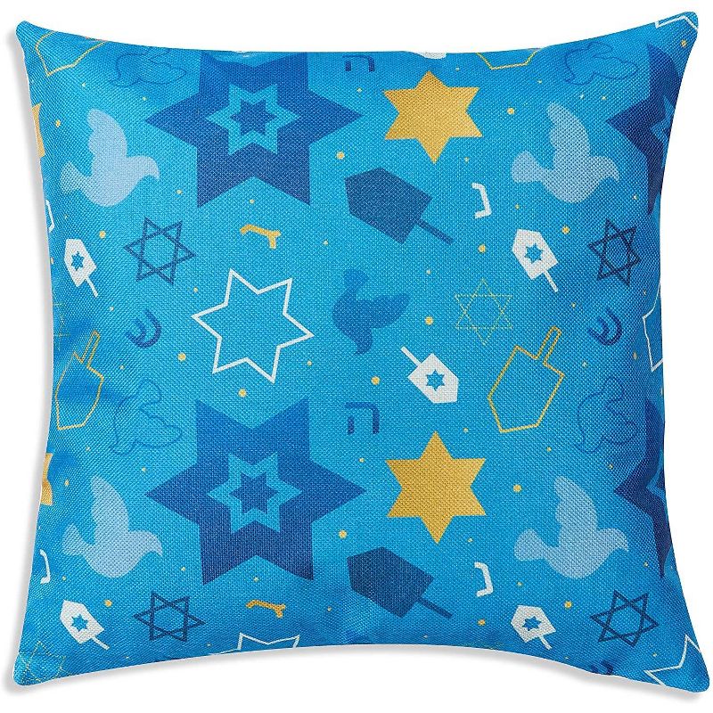 Juvale Set of 6 Hanukkah Decorative Pillow Case Cushion Covers 18 x 18 in, Blue