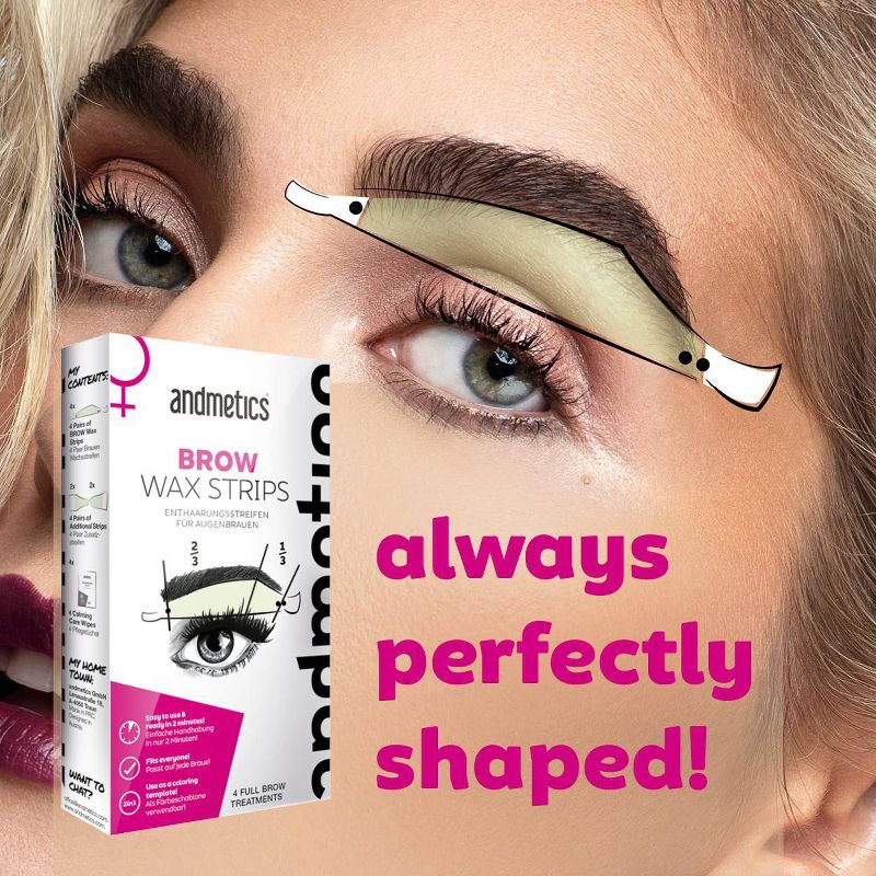 andmetics Brow Wax Strips for Women - 1.59oz