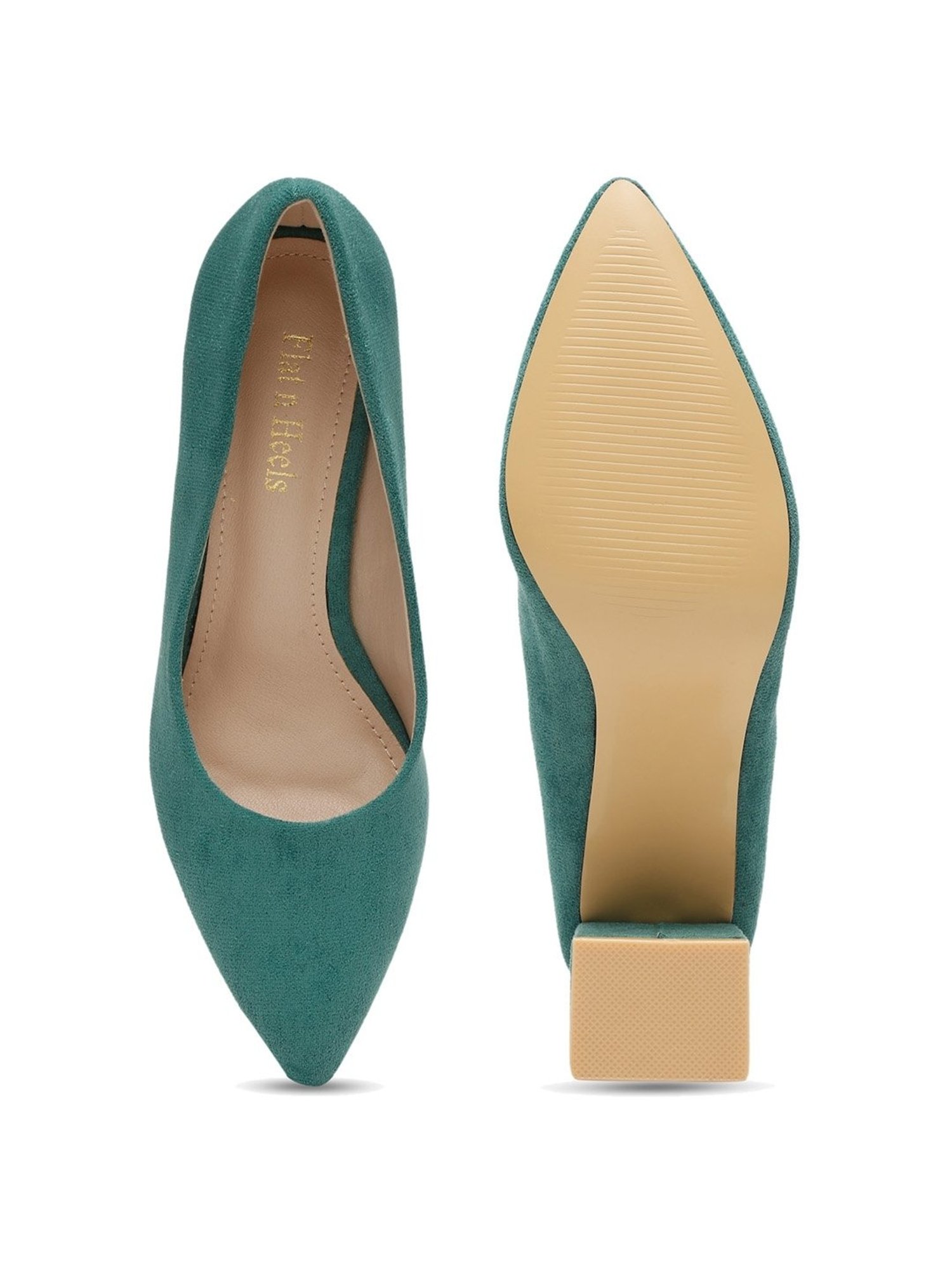Flat N Heels Women's Green Casual Pumps