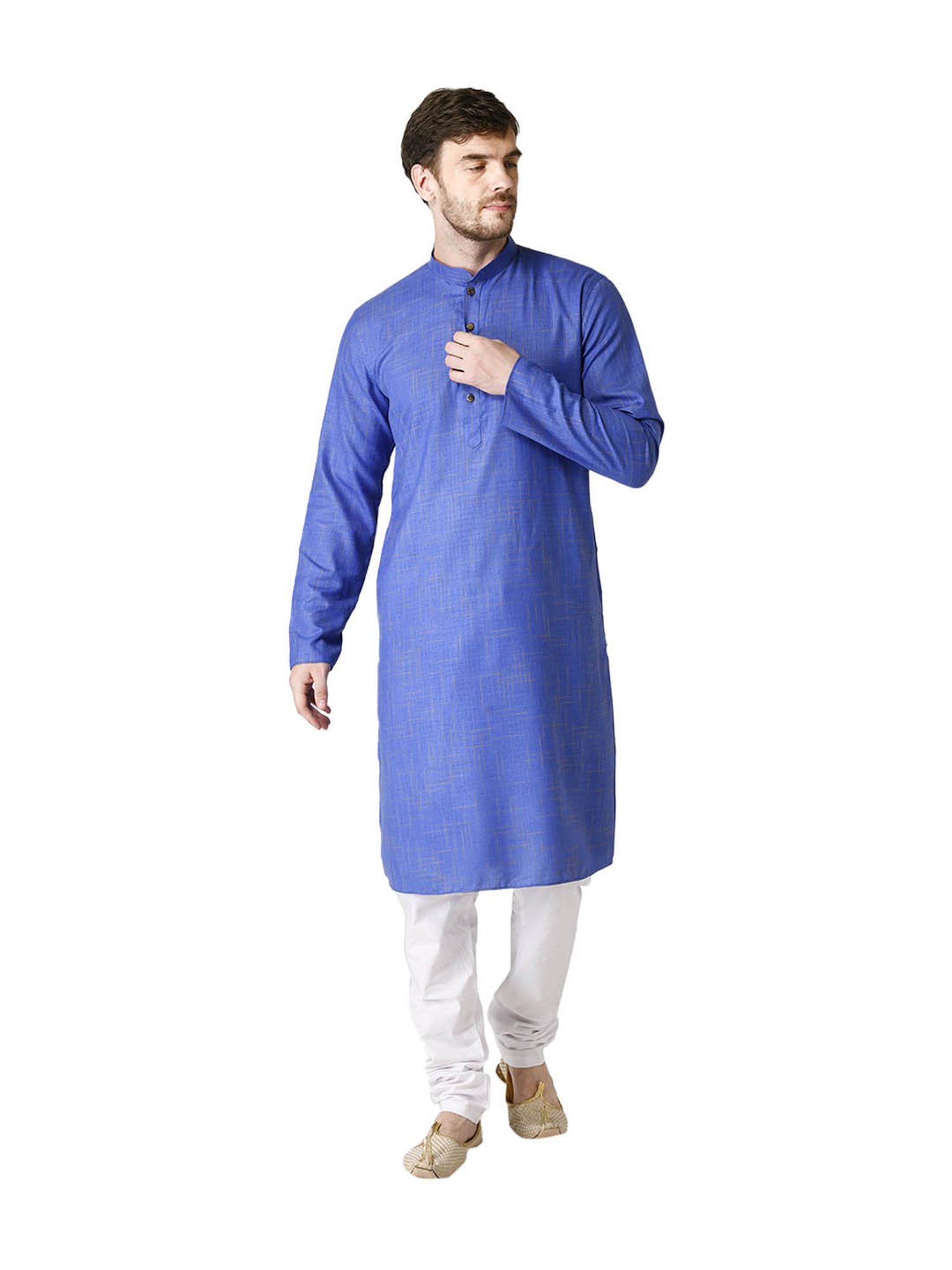 Tabard Blue Checks Kurta & Churidar Set