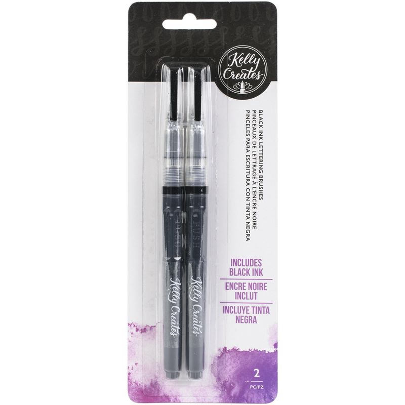 Kelly Creates Water Brush Set Fine Point 2/Pkg-Black