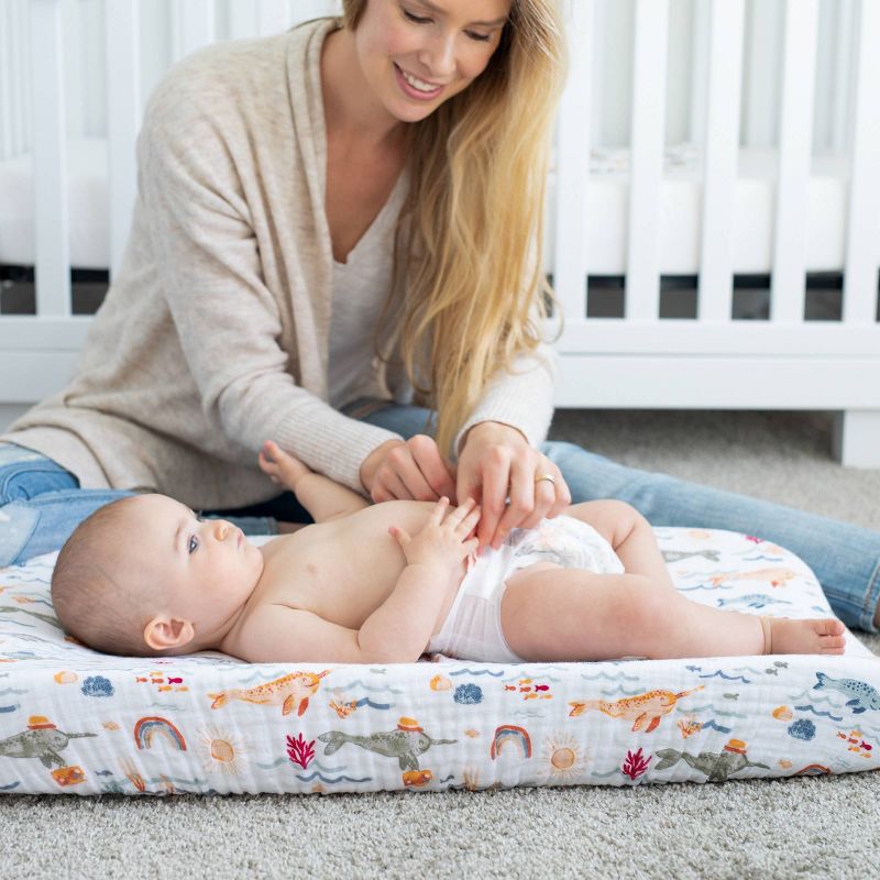 Bebe au Lait Muslin Changing Pad Cover Narwhal