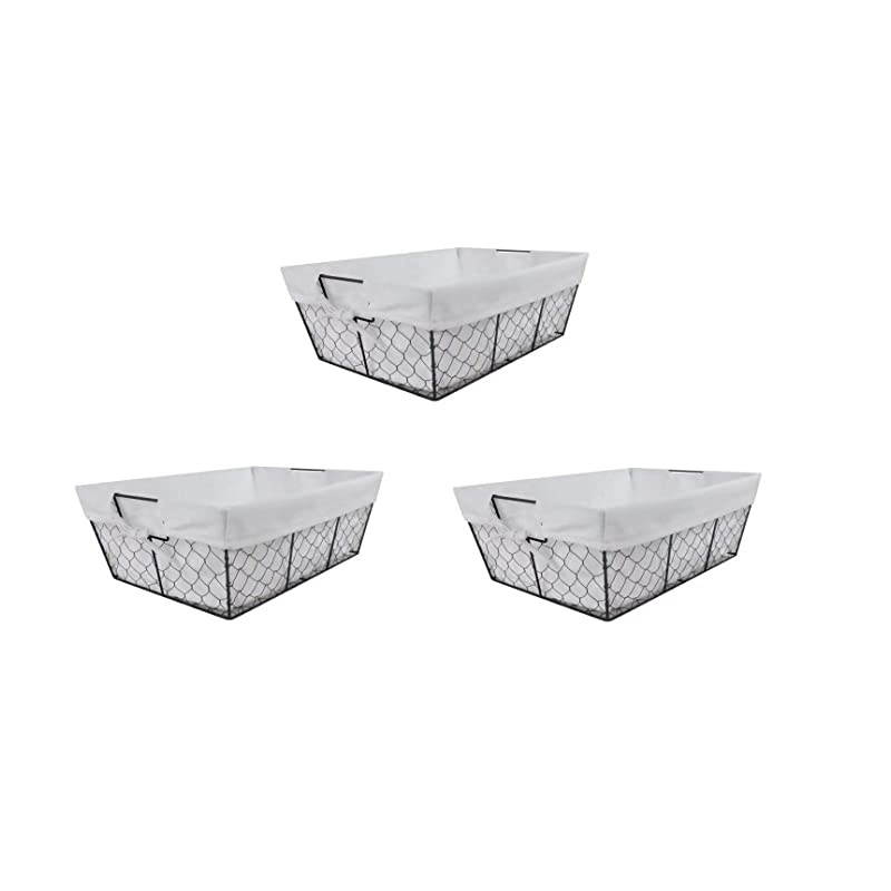 SET OF 3 Farmhouse Buffalo Plaid Wire Basket Liner Set Home and Kitchen Storage Checkered