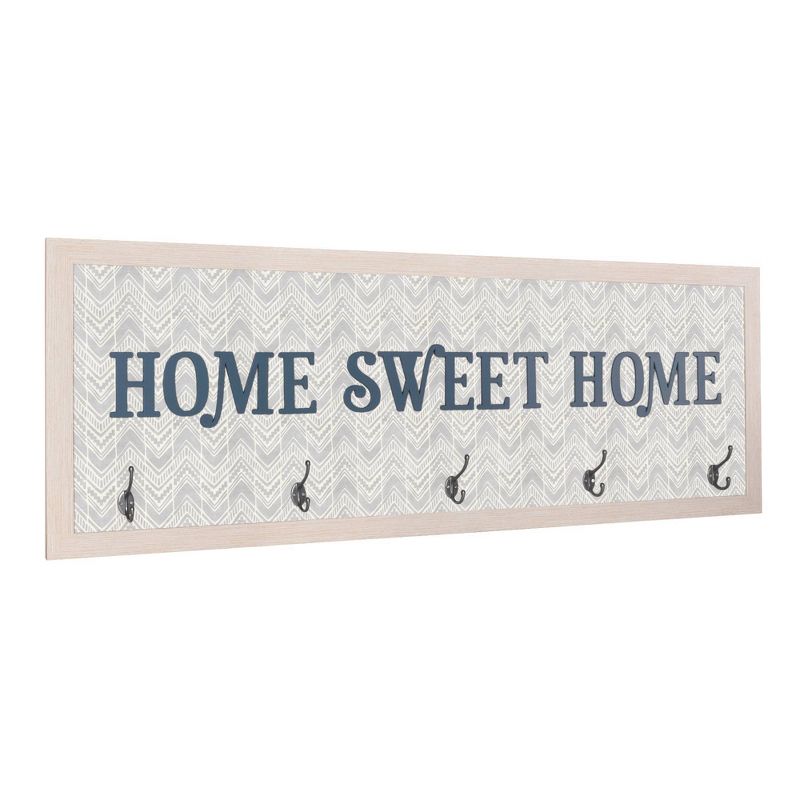 5 Hook Home Sweet Home Framed Coat Rack - Crystal Art Gallery