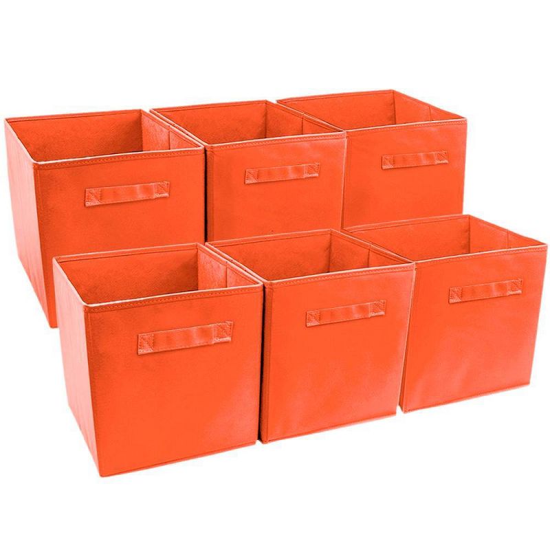 Sorbus 6pk Foldable Storage Cube Basket Bin Orange