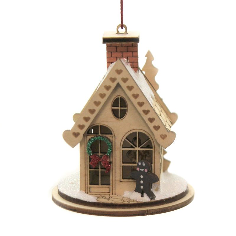 Ginger Cottages 3.25" Gingerbread Cottage Ornament Wreath House  -  Tree Ornaments