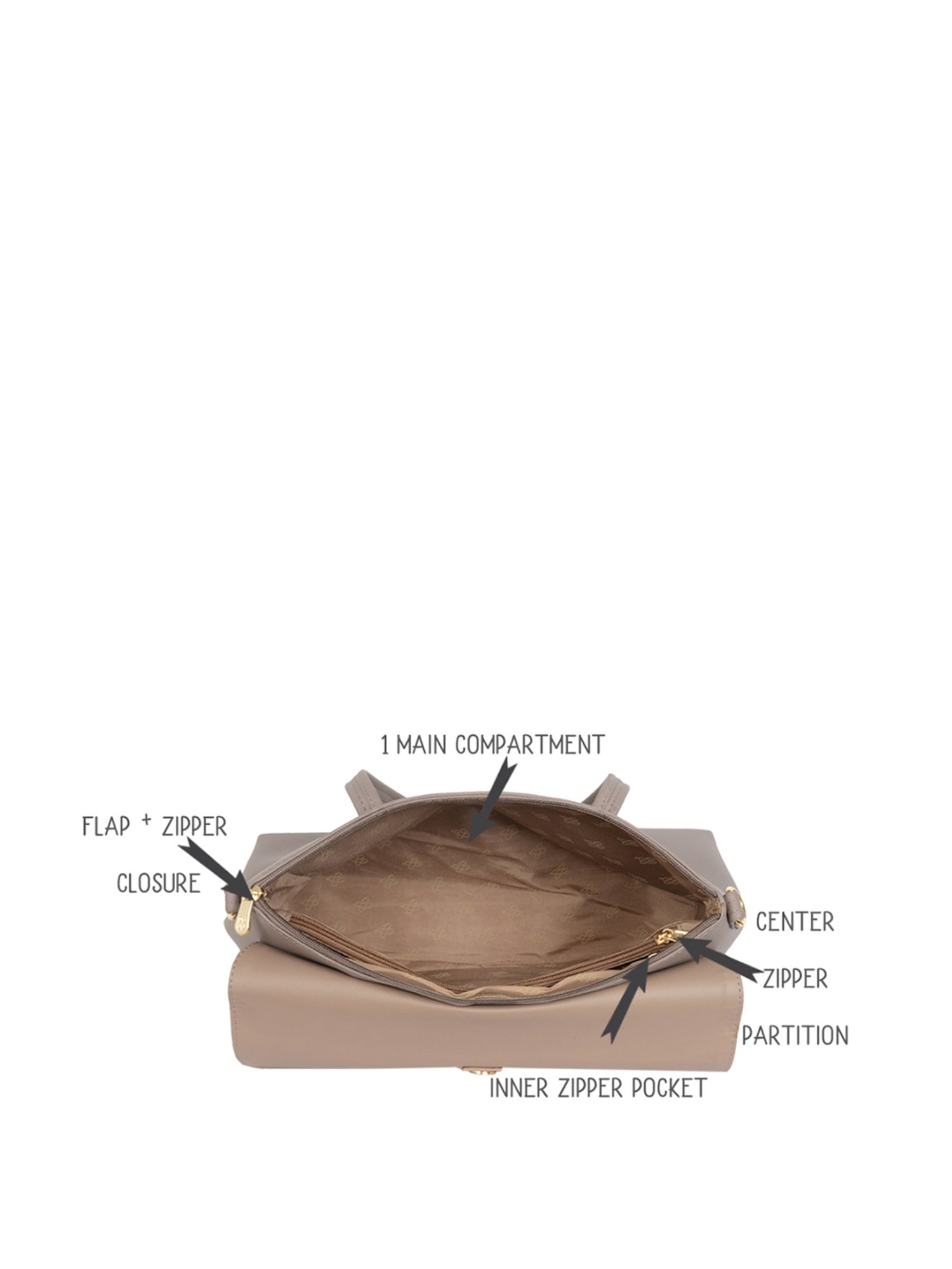 Baggit Brown Solid Medium Handbag