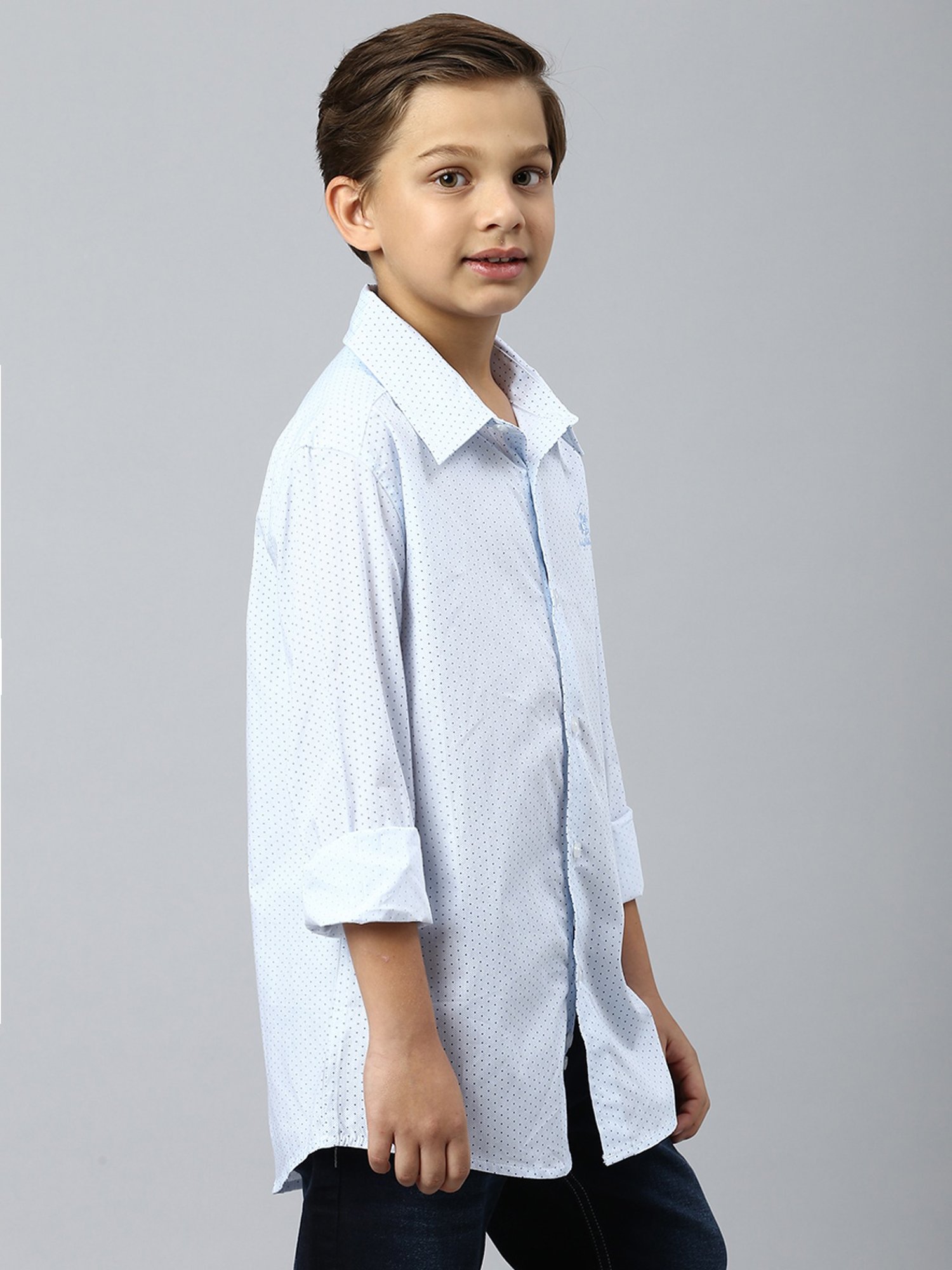 Beverly Hills Polo Club Kids Light Blue Printed Full Sleeves Shirt