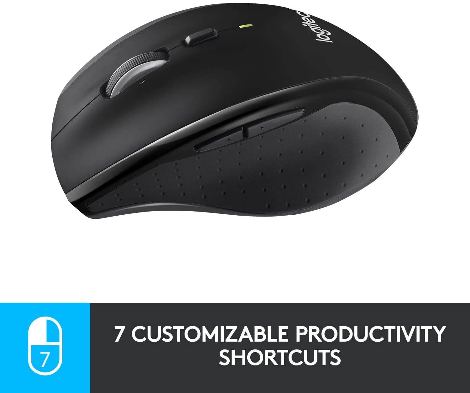 M705 Wireless Marathon Mouse for PC - Long 3 Year Battery Life, Ergonomic Shape with Hyper-Fast Scrolling and USB Unifying Receiver for Computer and Laptop - Black