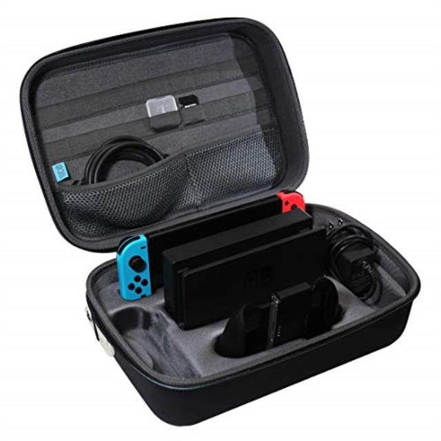 tudia eva carrying case compatible with nintendo switch, switch pro controller, games, charger, and accessories black