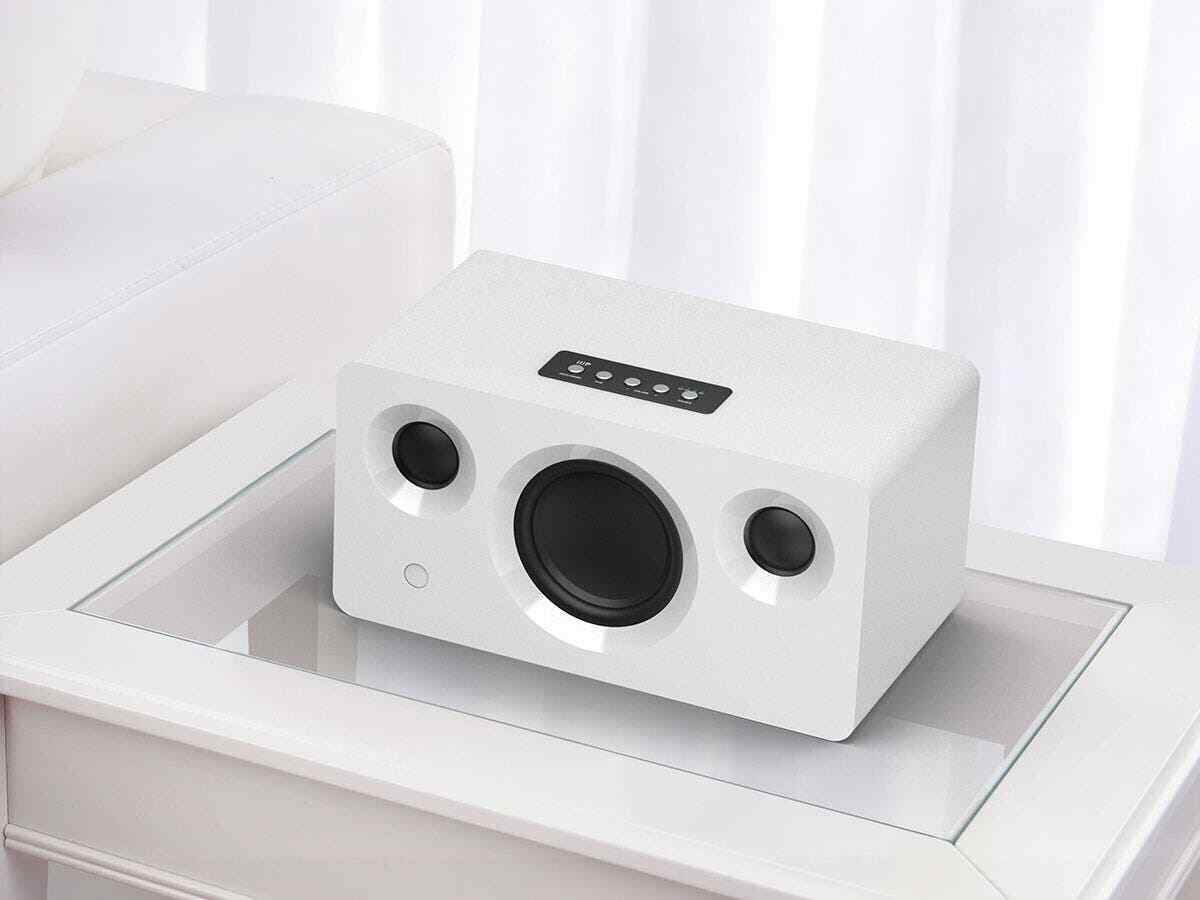 Monoprice True Wireless Stereo Bluetooth Speaker, White With 120 Watts