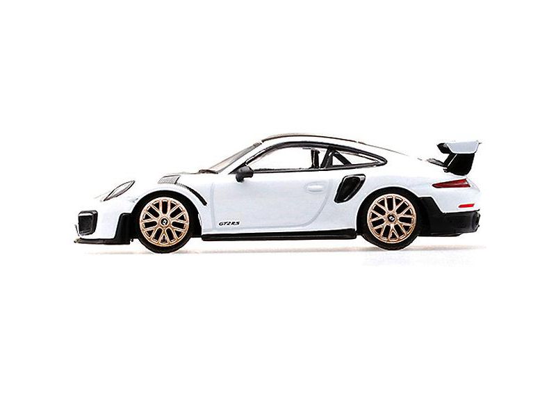 Porsche 911 GT2 RS Weissach Package GT White Metallic with Carbon Stripes Limited Edition to 2400 pcs 1/64 Diecast Model Car by True Scale Miniatures