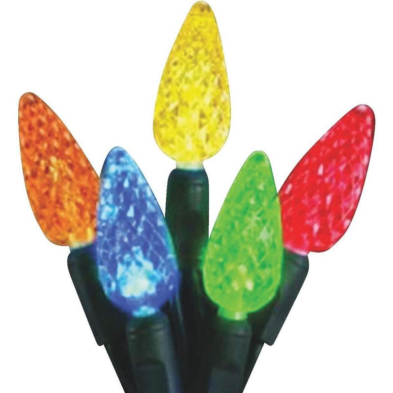 J. Hofert Co 70 Orange and Green LED Facet C6 Twinkling Christmas Lights - 23.5 ft Green Wire