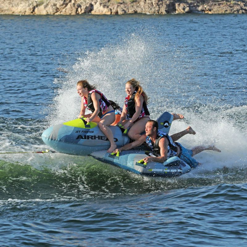 Airhead AHFJ-14 Jet Fighter Airplane 4 Person Inflatable Boat Towable Water Inner Tube Raft
