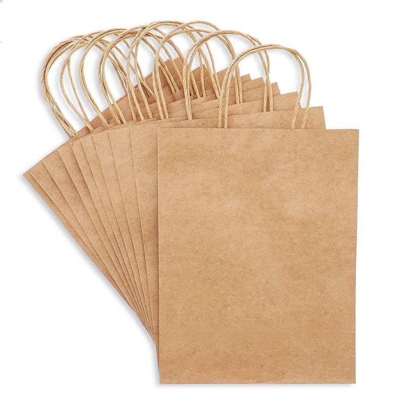 Genie Crafts 60-Pack White Tissue Paper with 12 Medium Kraft Gift Bags with Handles, 10.5 x 8 x 4 in