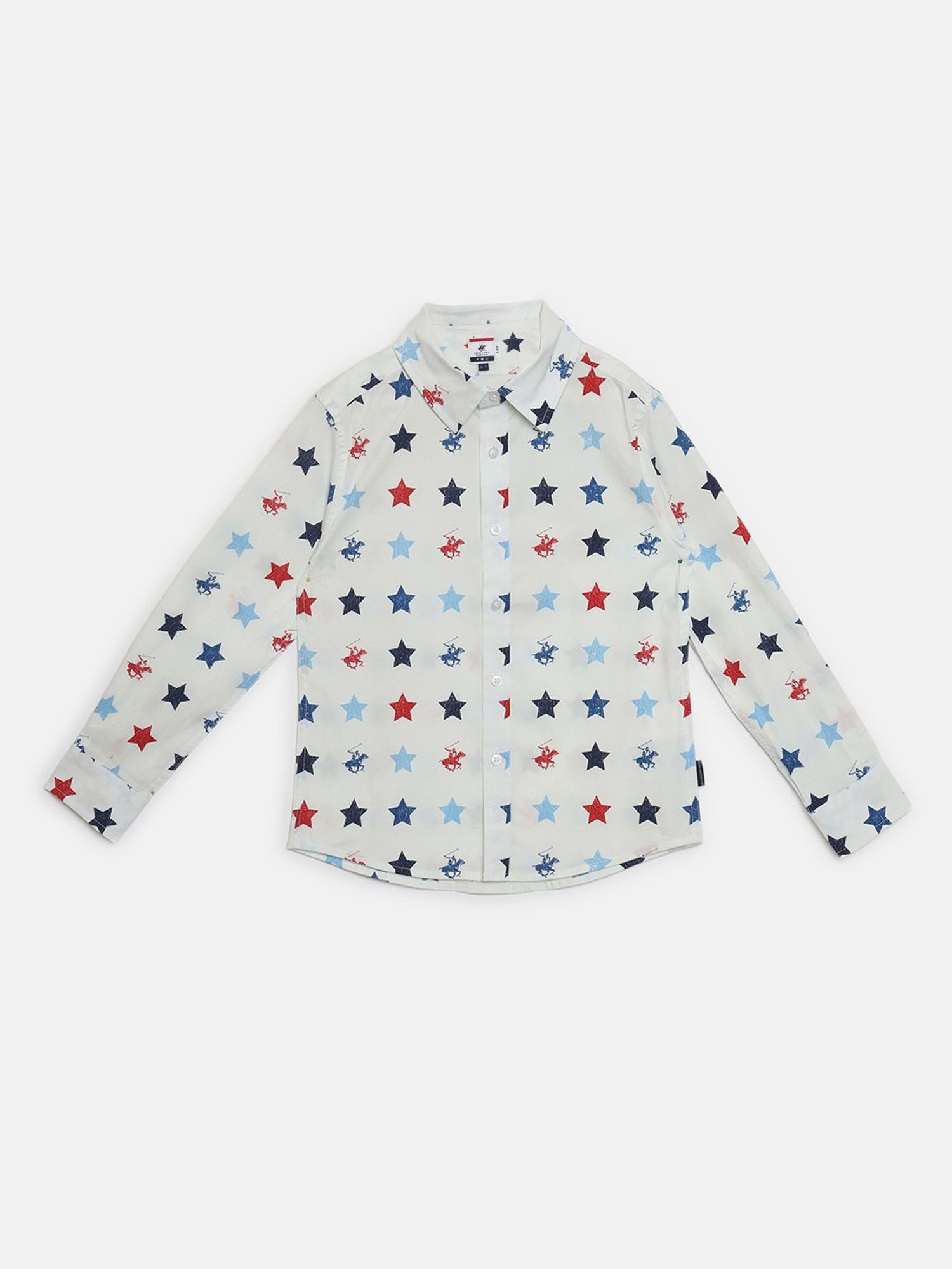 Beverly Hills Polo Club Kids White Printed Full Sleeves Shirt
