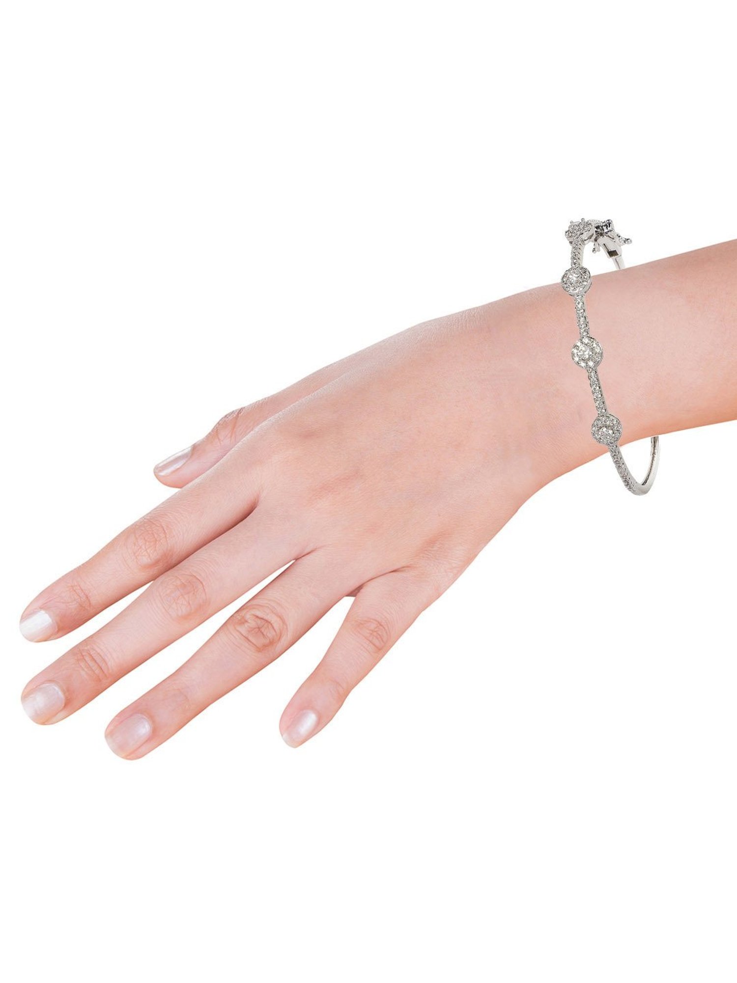 The Real Effect London 800 Silver CZ Bangle for Women