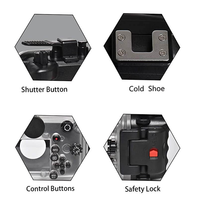 WPCTG6 Waterproof housing case Underwater Diving 195FT60M Works for Olympus TG6 Cameras Black