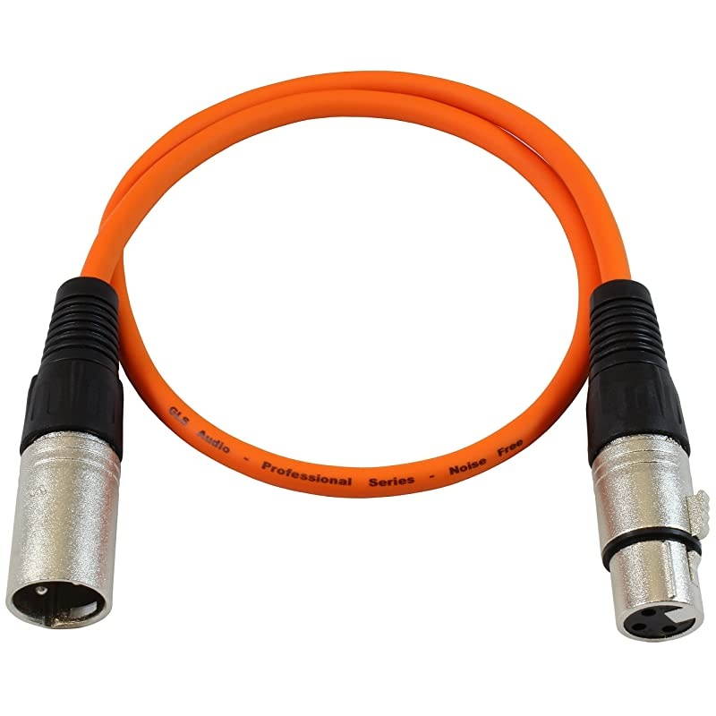 2ft Patch Cable Cords - XLR Male to XLR Female Color Cables - 2' Balanced Snake Cord - 6 Pack