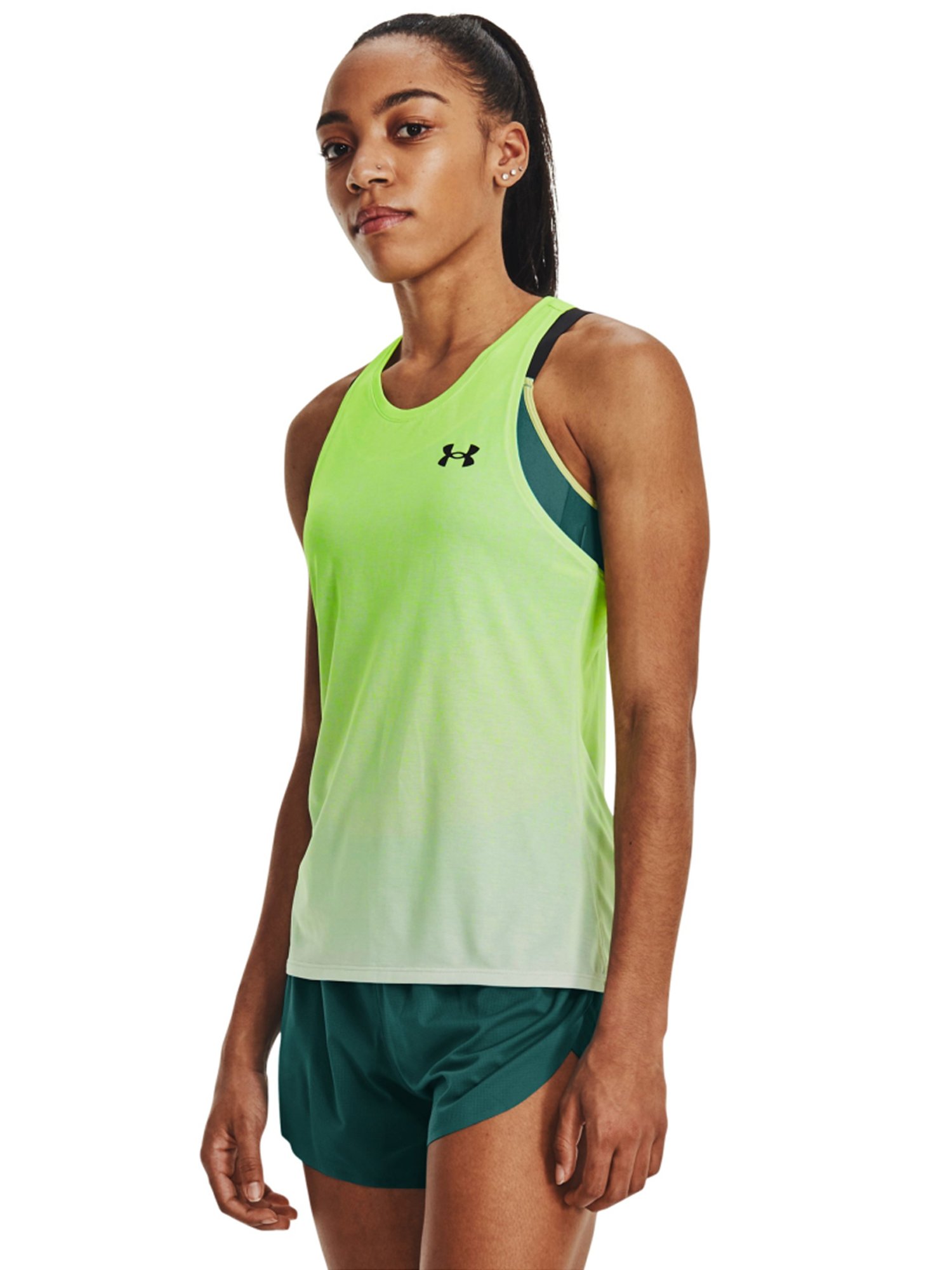 UNDER ARMOUR Green Printed Sports Tank Top
