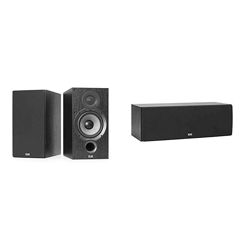 Debut 2.0 B6.2 Bookshelf Speakers, Black (Pair) & Debut 2.0 C5.2 Center Speaker, Black