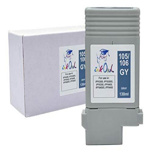 InkOwl Compatible Ink Cartridge Replacement for CANON PFI-105GY, PFI-106GY (130ml, Gray) for iPF6300, iPF6300S, iPF6350, iPF6400, iPF6400S, iPF6450 printers