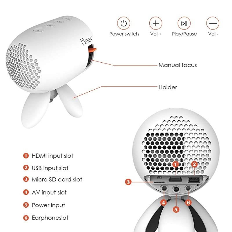 Mini Projector  YG220 Pico LCD Video Projector for Children PresentHome TheaterGameOutdoor Entertainment with HDMI USB AV Micro SD Input and Remote Control
