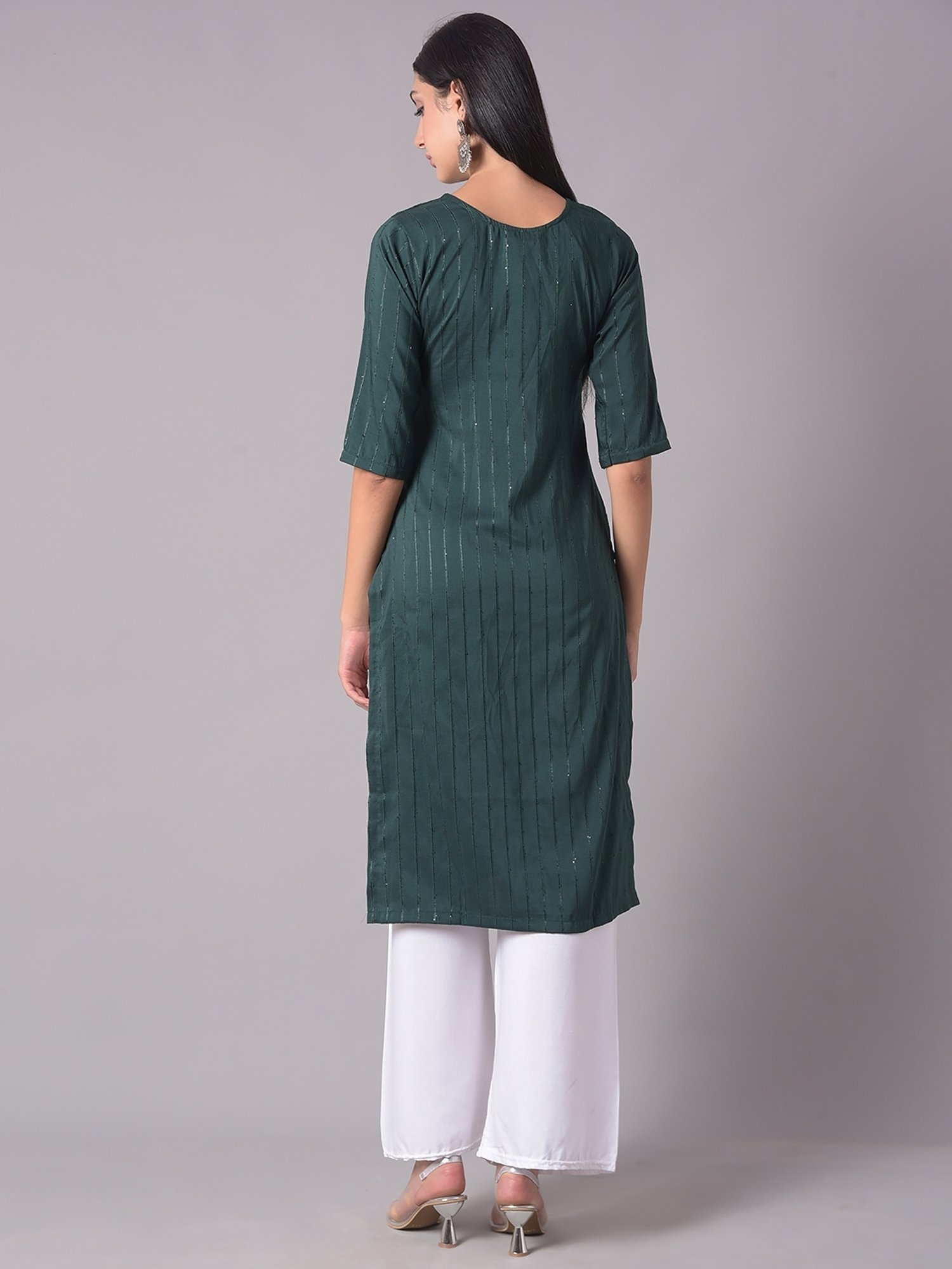 Dollar Missy Green Embellished Straight Kurta