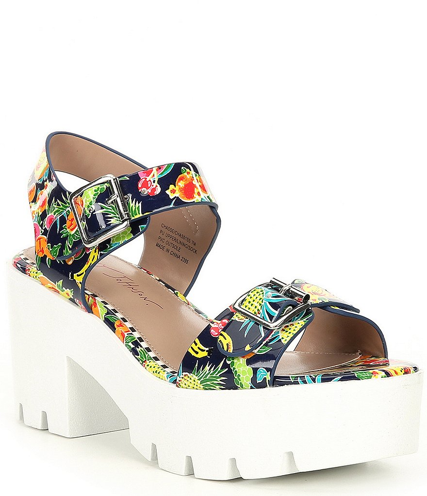 Betsey Johnson Chasse Fruit Print Platform Dress Sandals