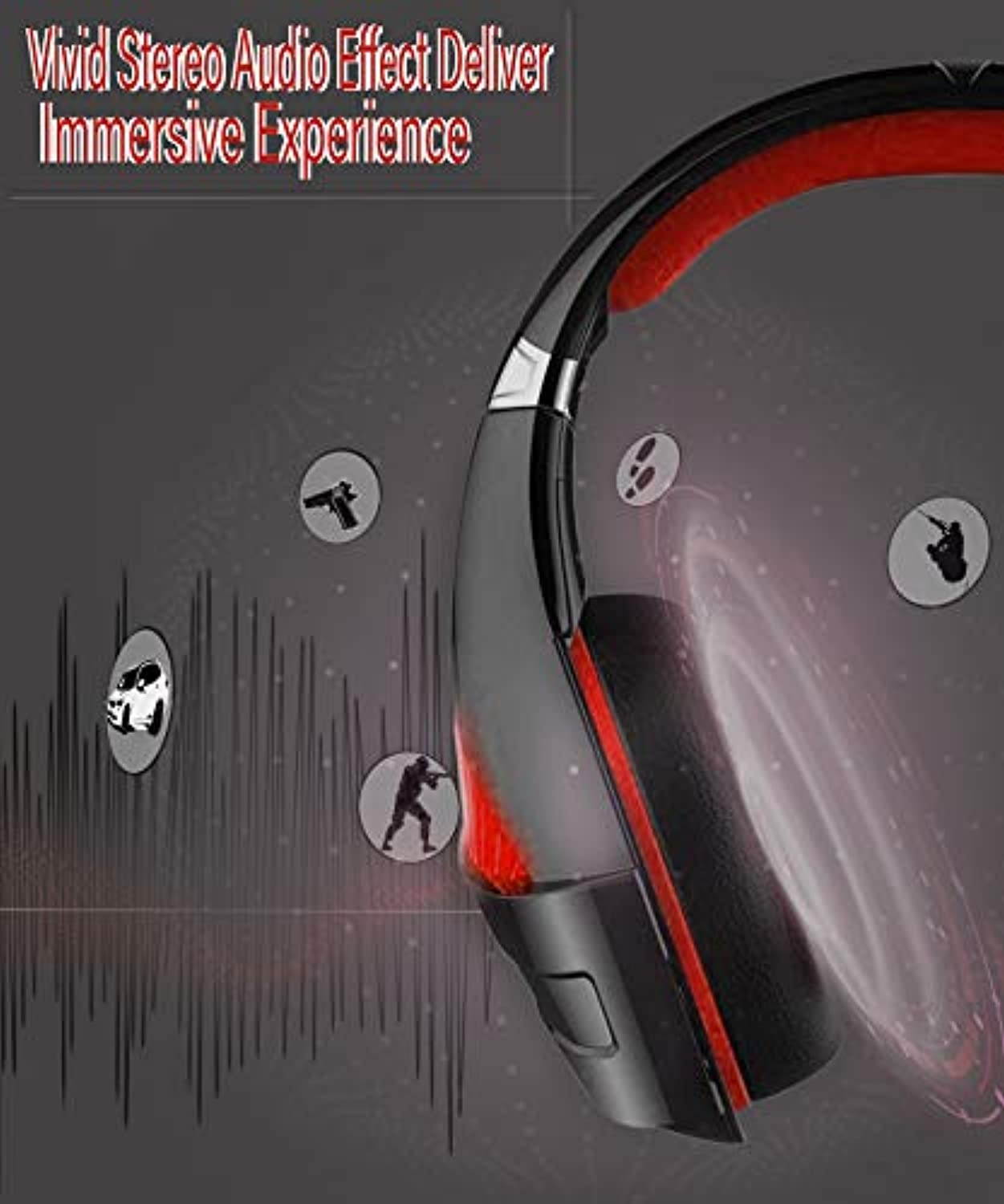 Pro Gaming Headset for PC PS4 Surround Sound Over-Ear Headphones with Mic LED Light Bass Surround Soft Memory Earmuffs for Computer Laptop Switch Games Kid?s Boy?s Teen?s Gifts