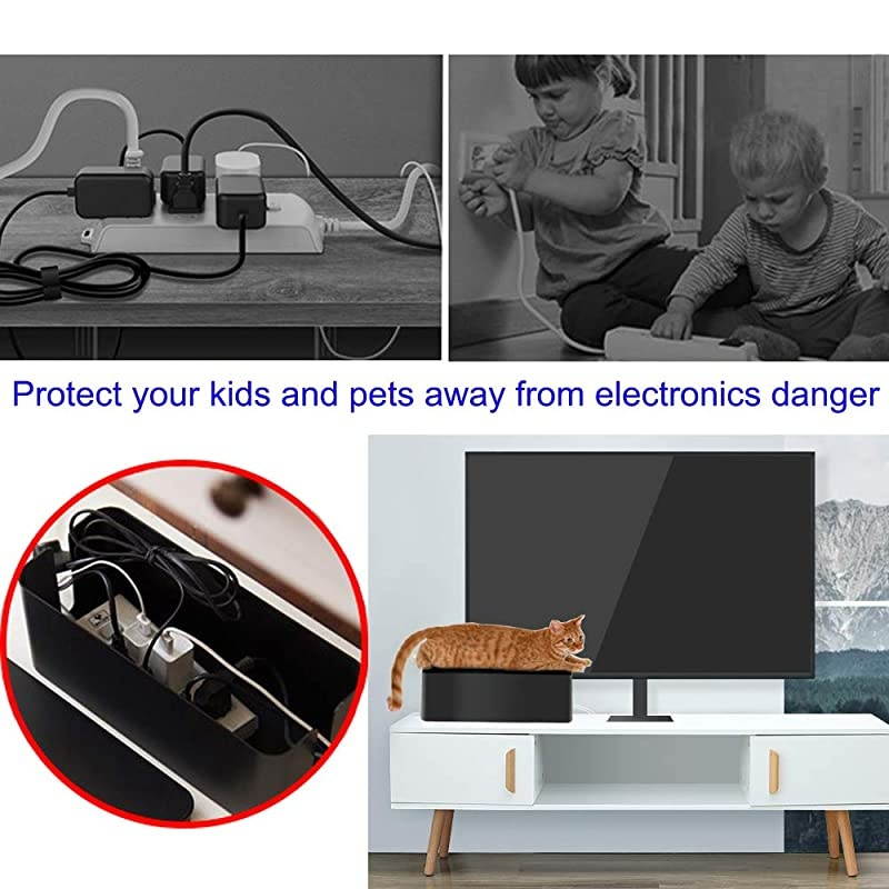 Sets Cable Management Box Organizer 6 Reusable Wire Ties 2 Cable Clips 2 Baby Safety Locks Power Strips Hider Cord Storage Home Office Electric Wires amp Surge Protector Cover Black