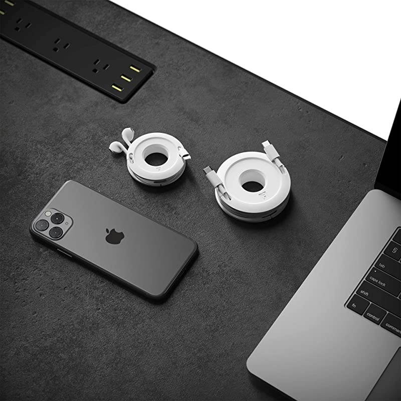 Winder Mini and Max Headphone and Cable Winder and Organizer Perfect for Wrapping Earbuds and Cords for Travel and Organization (Max, Black)