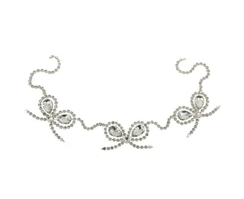 Raz 3' Shiny Silver Faceted Clear Jewel Bows Unlit Artificial Christmas Garland