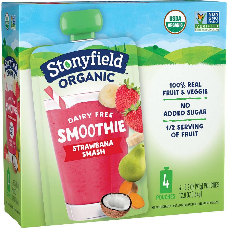 Stonyfield Fruit & Veg Strawberry Smash Kids' Yogurt - 4pk/3.2oz Pouches