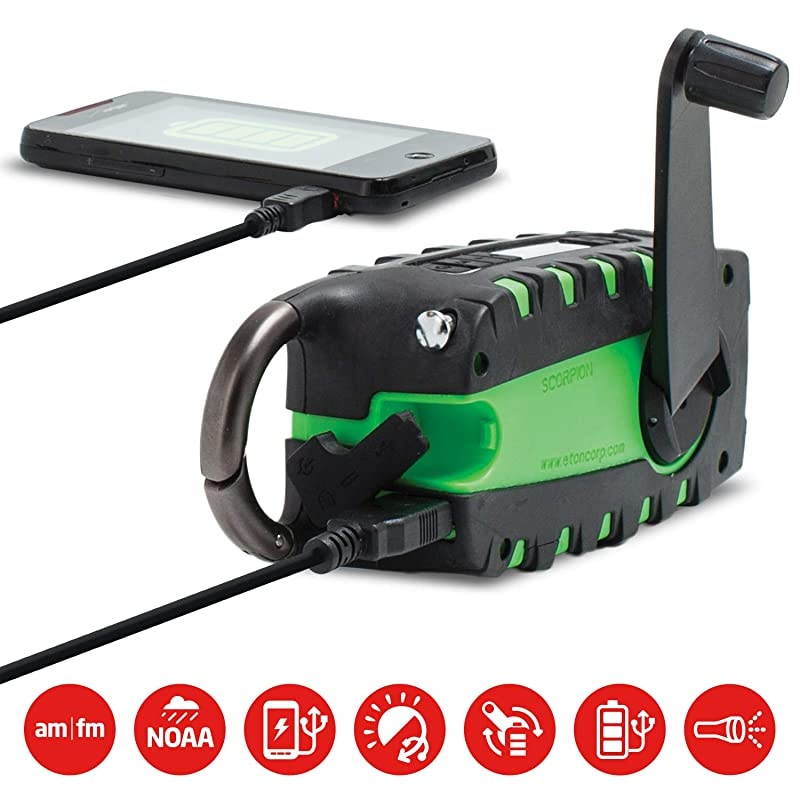 Rugged Multipowered Portable Emergency Weather Radio & Flashlight, Green (NSP101WXGR)